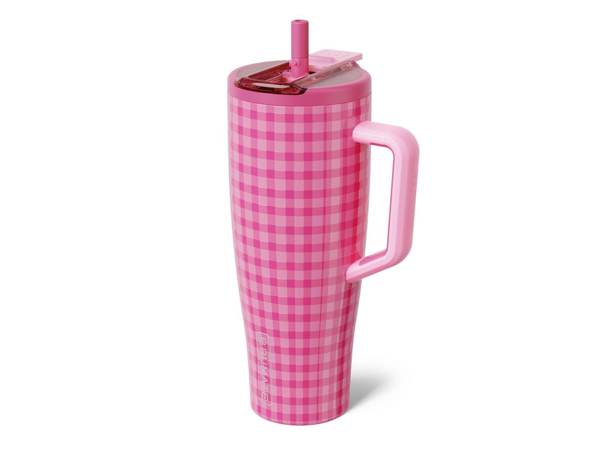 BruMate 40oz Stainless Steel Era Flip Straw Tumbler - Pink Gingham