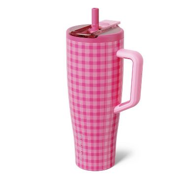 BruMate 40oz Stainless Steel Era Flip Straw Tumbler - Pink Gingham