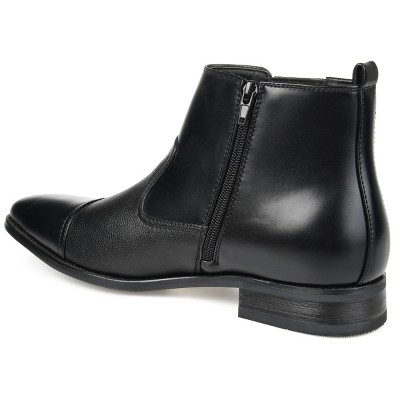Black Faux Leather Ankle Chelsea Boot with Zipper