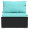 vidaXL Garden Middle Sofa Black PE rattan, powder-coated steel, fabric - 4 of 4