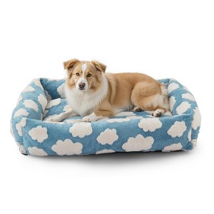 Dog Beds Large Sized Dog - Washable Furry Pet Beds, Rectangle Orthopedic Corduroy Fleece Puppy Beds with Removable Zipper Cover - 1 of 4