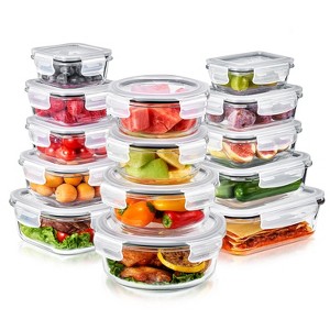 Sorbus 28-Piece Glass Food Storage Containers with Lids - Airtight, Microwave, Fridge, Dishwasher, Oven Safe, BPA-Free, Meal Prep Containers - 1 of 4