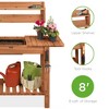 Best Choice Products Wood Garden Potting Bench Workstation Table w/ Sliding Tabletop, 4 Locking Wheels, Dry Sink - Brown - image 4 of 4