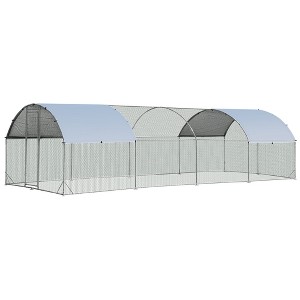 Tangkula Large Metal Chicken Coop Outdoor Galvanized Dome Shaped Cage w/Cover 9 ft x25 ft - 1 of 4
