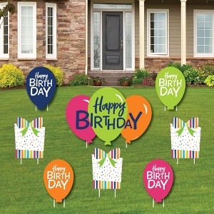 Big Dot of Happiness Cheerful Happy Birthday - Yard Sign and Outdoor Lawn Decorations - Colorful Birthday Party Yard Signs - Set of 8 - 1 of 4