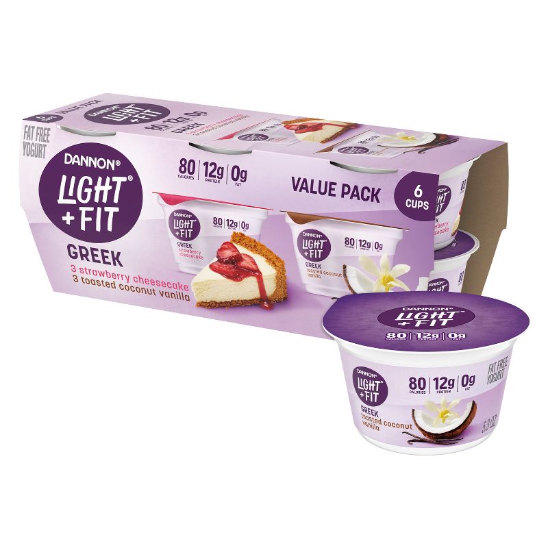 Light + Fit Nonfat Gluten-Free Variety Pack Greek Yogurt - 6ct/5.3oz Cups, 1 of 10