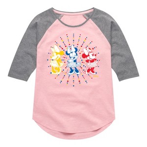 Girls' - Disney - Mickey & Friends Shirt Tail Raglan Graphic T-shirt - 1 of 3