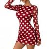 Women's Polka Dot Chiffon Mini Dress with Bell Sleeves & Backless Design - Flowy A-Line Party Dress - 3 of 4