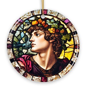 Masculine Beauty in Renaissance Italy Stained Glass Themed Christmas Ornament, Artistic Medieval Gift| OrnamentallyYou - 1 of 4