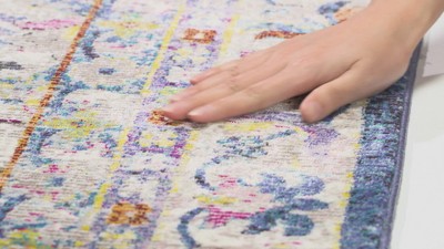 Aria Blue and Cream 4' x 6' Synthetic Area Rug