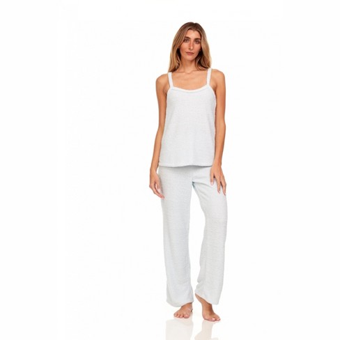 Women's Tank Top And Fuzzy Pajama Pants, Sexy Sleepwear And Loungewear Set  X-large, Light/pastel Blue : Target