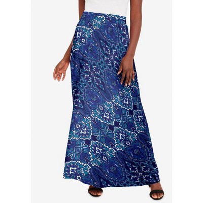 Jessica London Women's Plus Size Everyday Knit Maxi Skirt, 14/16 - Blue ...