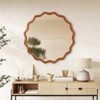 SEVOBAL Decorative Wall Mirrors Yellowish Brown 36 inch Wavy Round Solid Wood Frame Decorative Mirror, Brown, 36"*1.18"*36" - 4 of 4