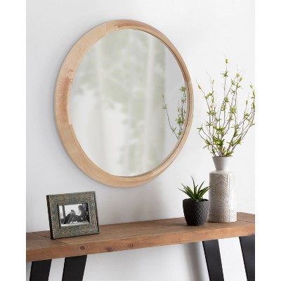 Uldrich Natural Brown 27'' Round Wood Decorative Wall Mirror