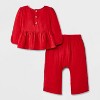 Baby Girls' 2pc Gauze Peplum Shirt and Pants Set - Cat & Jack™ - 2 of 4