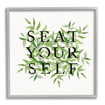 Stupell Industries Seat Yourself Botanical Leaf Bathroom Framed Giclee