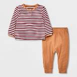 Baby Boys' 2pc Striped Ribbed Top & Bottom Set - Cat & Jack™ Brown