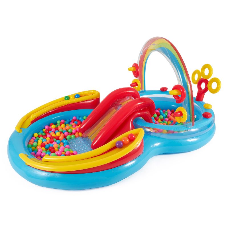 Intex Rainbow Slide Inflatable Pool and Water Slide Ring Center, 3 of 7