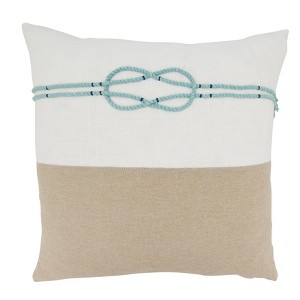 Saro Lifestyle Knotwork Whimsy Down Filled Throw Pillow, Beige, 18"x18" - 1 of 3