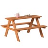 Gardenised Wooden Kids Outdoor Picnic Table for Garden and Backyard, Stained - 4 of 4