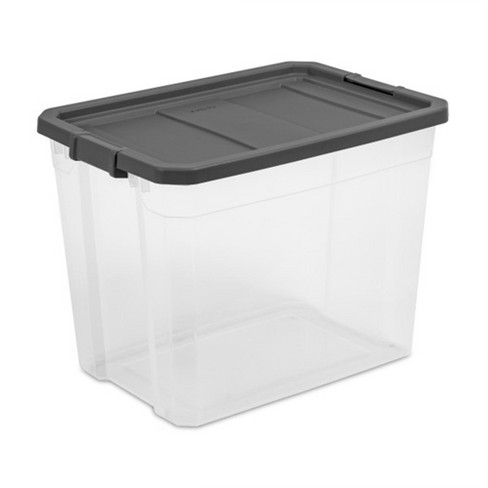 Sterilite 108 Quart Plastic Stacker Box Lidded Storage Bin Container For Home And Garage Organizing Shoes Tools Clear Base Gray Lid 4 pack Target