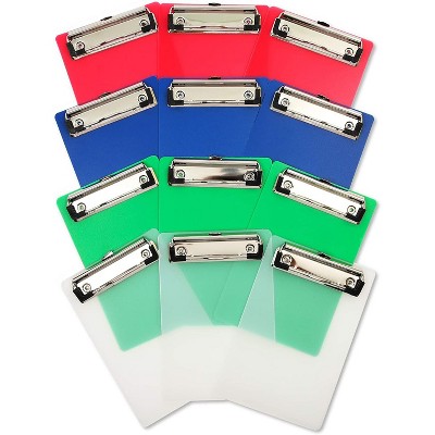 12-Pack Mini Pocket Clipboards with Metal Clips, 4 Colors, Carry Around & Writing, 4.7" x 7.1"