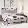 Bed Frame with Headboard, Industrial Platform Queen Bed Frame with 14 Strong Metal Slats Support, 11'' Under-Bed Storage, No Noise - 3 of 4