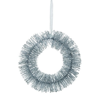 Transpac Artificial 17 in. Silver Christmas Brush Glitz Wreath