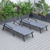 LeisureMod Marlin Patio Chaise Lounge Chair With Armrests in Black Aluminum Frame Set of 2 - 3 of 4