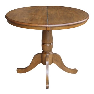 Pecan Round Extendable Wood Counter Height Table