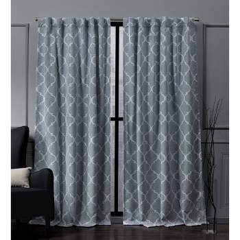 Treillage Back Tab Blackout Window Curtain Panels - Exclusive Home