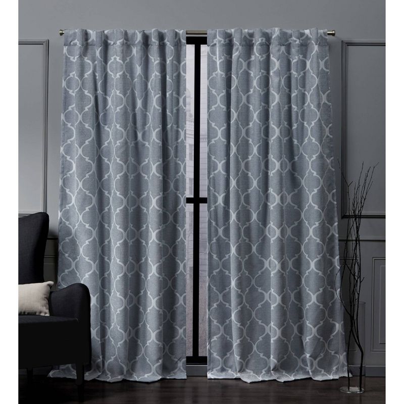 Treillage Back Tab Blackout Window Curtain Panels - Exclusive Home, 1 of 9