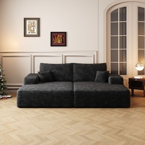 MAYEERTY 107" Cloud L-Shape Sofa - 107" L-Shape, Corduroy, Deep Seat, No Assembly, for Living Room/Bedroom - 1 of 4