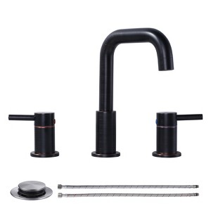 WOWOW 8 in. Widespread Double Handle Bathroom Basin Faucet with Drain Kit in Brushed Nickel - 1 of 1