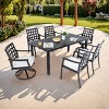 7-Piece Outdoor Dining Set, Dining Set with Swivel Rockers and Stationary Chairs, Chairs with Aluminium Frame and Foam Cushions-Coolbibila - 2 of 4