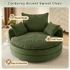 Lyngins Oversized 360° Swivel Accent Chair, Swivel Barrel Chair with Dual-Layer Cushions, Corduroy Upholstered Round Sofa Chair with Pillow Set - 4 of 4