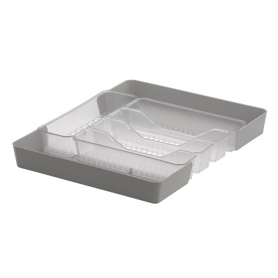 10"x13" Hexa 5-Divider Expandable Silverware Tray (Expands up to 16.75") Clear - Spectrum Diversified