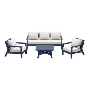 WestinTrends Avalon Outdoor 6-Piece Modular Sectional Patio Furniture Sofa Set, Navy Blue/White - 1 of 4