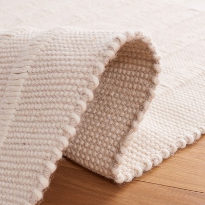 Ivory Beige Handwoven Wool Area Rug 6' x 9'