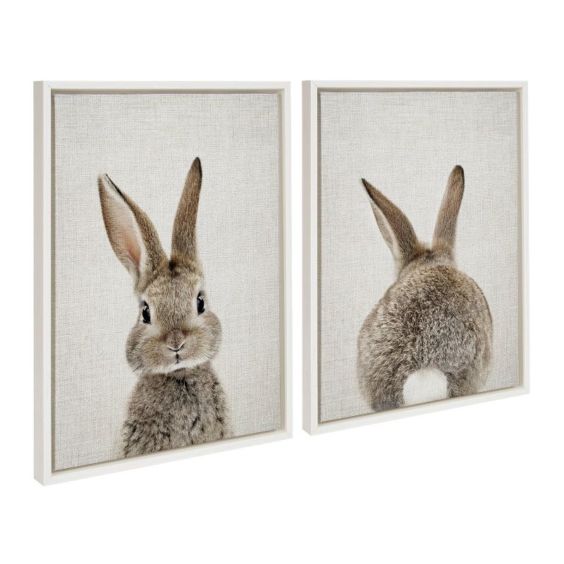(Set of 2) 18&#34; x 24&#34; Sylvie Bunny Portrait And Tail Framed Canvas Set White - Kate &#38; Laurel All Things Decor, 3 of 8