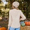 Women's Beige Mockneck Eyelet Knit Poet Sleeve Blouse- Cupshe - 4 of 4