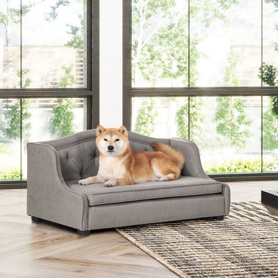 LAOTIES 35" Tufted Wingback Pet Sofa Bed,Medium Dog Couch,Performance Velvet,High-Density Foam Lounge For Small And Medium Pets