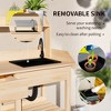 Potting Bench Table, Outdoor Garden Table Wooden Work Station with Removable Sink, Faucet, Drawer, Shelves, Hooks - 4 of 4