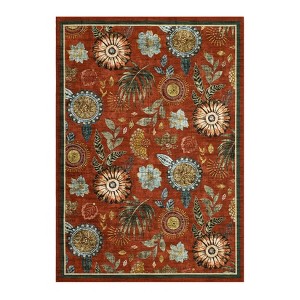 Washable Floral Living Room Rugs, Soft Large Farmhouse Bedroom Carpet, Non Slip Stain Resistant Floor Cover for Dining Room Kitchen - 1 of 4