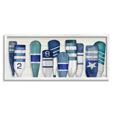 Stupell Industries Port Oars Nautical Blue Patterns Framed Giclee