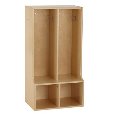 Ecr4kids 2 Section Classroom Locker With Bench Birch Wood Coat Backpack Storage Toddler 36 H Target