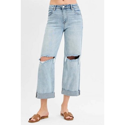Women's Mid Rise Fit friend Jeans With Cuff - RISEN