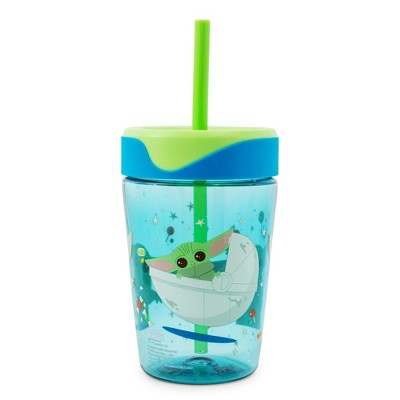 Silver Buffalo Star Wars: The Mandalorian Grogu Kids Spill-Proof Tumbler With Straw | 18 Ounces