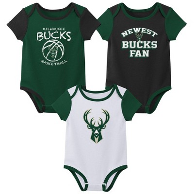 Image of NBA Milwaukee Bucks Infant Boys' 3pk Bodysuit Set - 12M