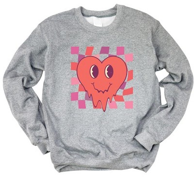Simply Sage Market Women's Graphic Sweatshirt Melting Heart Checkered